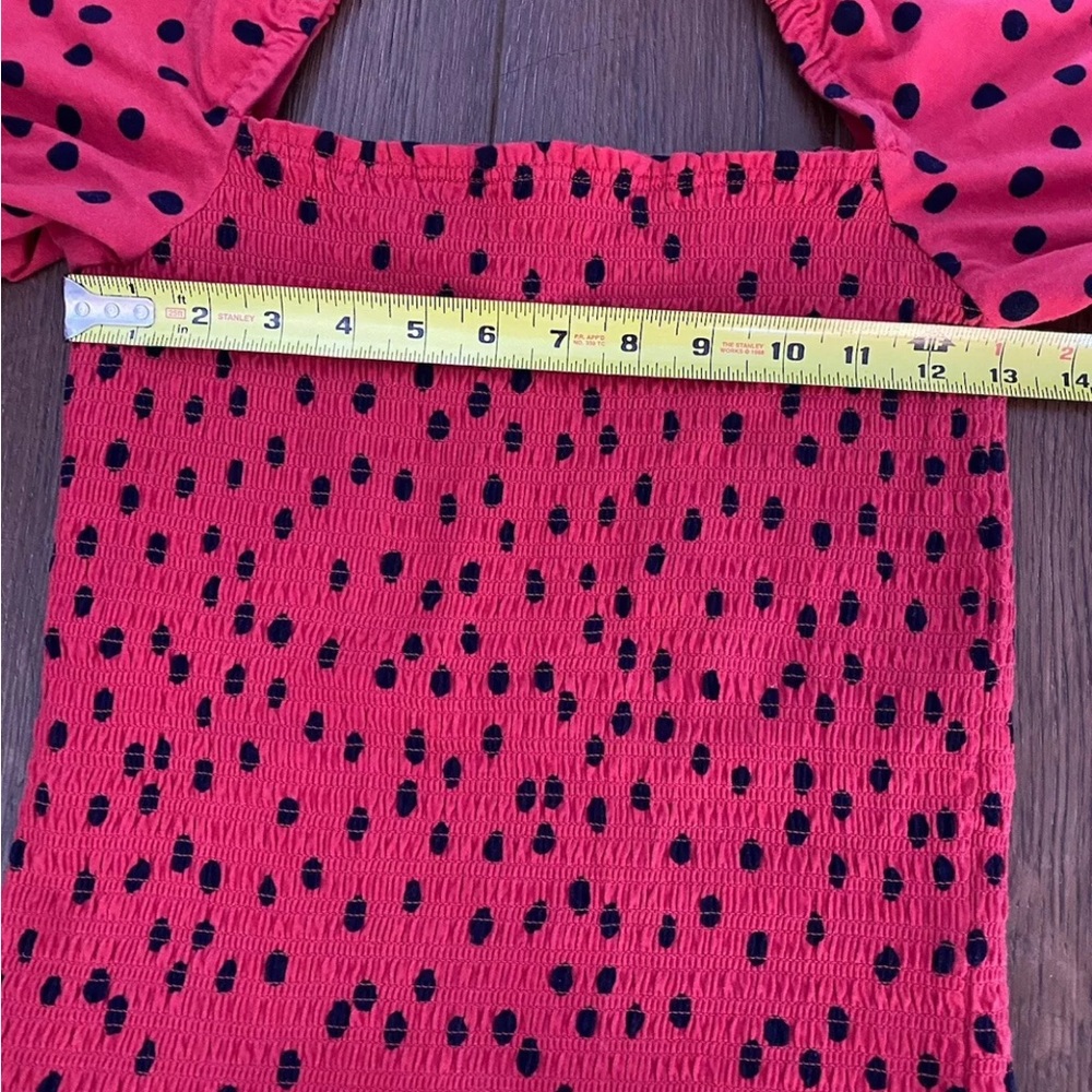 Anthropologie Dolan Left Coast Smocked Puff-Sleeved Top Red Size XS Women’s - Picture 12 of 16
